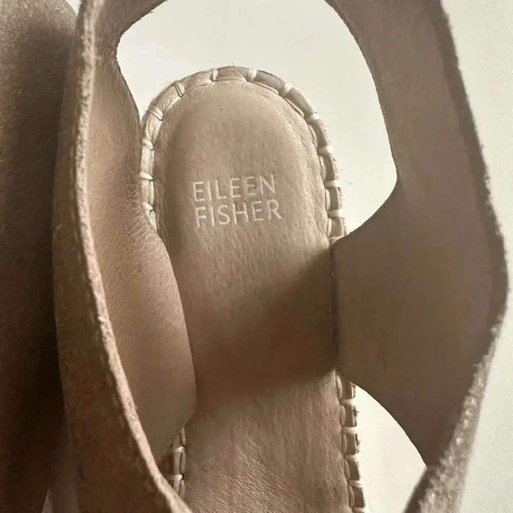 Eileen Fisher‎ Agnes Espadrille Wedge Sandal Women's 8.5 Gold Metallic System